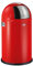 Wesco Pushboy junior Mülleimer in der Farbe rot, pulverbeschichtetes Stahlblech, 22 Liter Volumen, große Edelstahlklappe, herausnehmbarer Innenbehälter