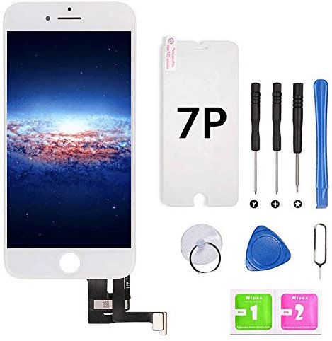 Screen Replacement for 7 Plus White 5.5 Touch Screen LCD Digitizer Display Assembly with Free Repair Tools, Protector (i 7 Plus, White)