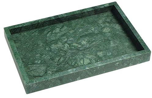 StonePlus Natural Marble Storage Vanity Tray, Cosmetics Jewelery Tray, Kitchen Organizer, Coffee Table Tray (Dark Green, 11.8L x 7.87W x 1.18H)