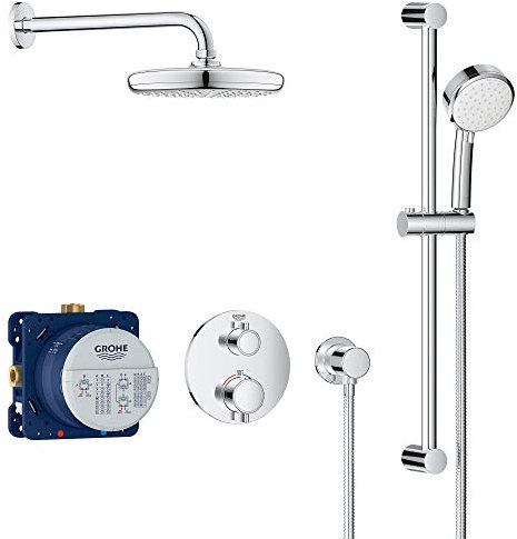GROHE 34745000 Grohtherm Cube Shower Set with Tempesta 210, Starlight Chrome