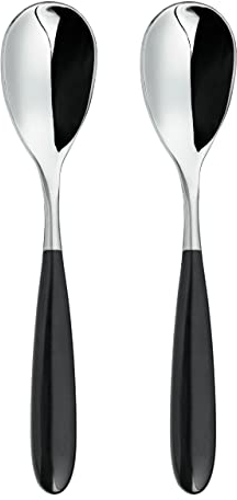Grunwerg Yin & Yang Coffee Spoons 2COS650BK, 18/10 Stainless Steel, Set of 2, Black