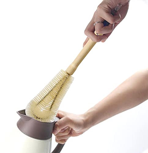 weiting Spazzola per la pulizia delle bottiglie d'acqua, spazzola per bottiglie con testina a forma di L, spazzola per la pulizia delle bottiglie di vino, tazza d'acqua, teiera, bollitore, biberon