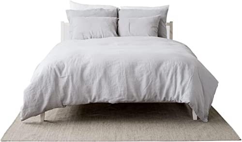 My Linen Home | 100% Stonewashed Leinen Bettwäsche Set | Single Set | 135x200 cm - 1 Deckenbezug | 1 Kissenbezug 40x80 cm | Hellgrau