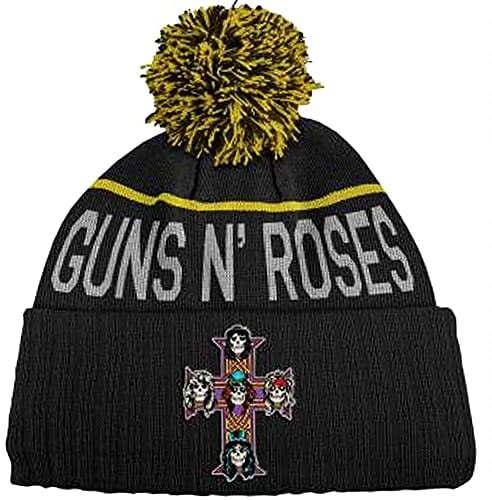 Guns N' Roses Mütze Beanie Appetite Cross Band Logo Nue offiziell Schwarz Bobble