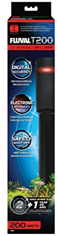 Fluval Chauffage entièrement électronique T200 pour aquariums d'eau douce jusqu'à 180 litres.