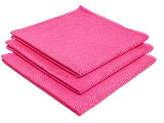 König & Söhne Premium Fensterputztücher | Streifenfrei | Fusselfrei | Putztücher ohne Putzmittel, nur mit Wasser reinigen | Pink | 3er Set 40cmx40cm (15,74 x 15,74)