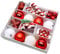 Kunststoff Christbaumschmuck Set rot weiß - 30 Teile - Weihnachtsbaum Deko Anhänger - Kugeln Glocke Bonbon Stiefel Zuckerstange Auto Tannenbaum Christbaum Schmuck