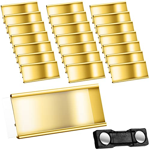 20 Stück Aluminium Namensschild Magnetisches Namensschild mit Papierschlitz Namensschild mit Magnetbefestigung für Veranstaltungen und Besucher Kleidung Verwaltung, 72 x 32 mm, Gold