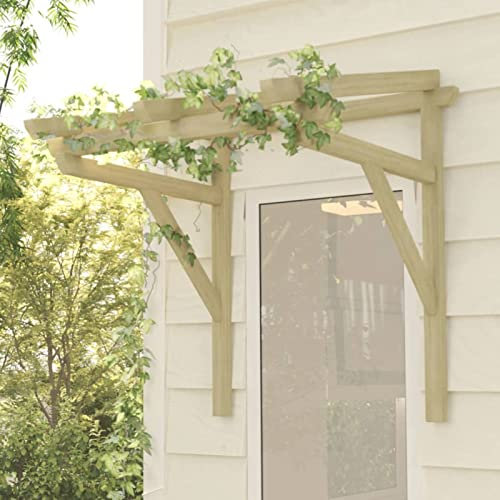 Chusui Auvent de Porte d'entrée Porte Résistante Abri Protection Contre La Pluie et UV Auvent de Porte 100x100x100 cm Bois de pin Massif imprégné