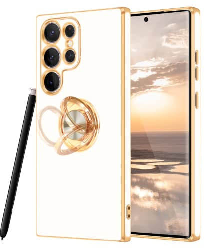 Fingic for Samsung S23 Ultra Case,S23 Ultra Case,Slim Lightweight Hard PC TPU Silicone Bumper 360°Ring Holder Kickstand Car Mount Shockproof Nonslip Protective Case for Samsung Galaxy S23 Ultra