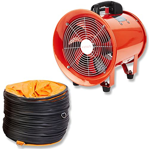 POWERSTAR ELECTRICALS Portable Axial Ventilation Commercial Fume Extractor Blower Fan comes with Free PVC Flexible Duct Hose 5m long & one year Guarantee (10 Inches Fan with Duct)