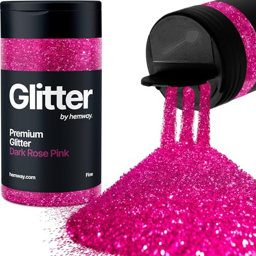 Hemway Premium Glitter Shaker - Dark Rose Pink | Fine Metallic Flake Sequins for Resin & Epoxy Crafts | Craft Supplies for Tumblers, Festival, Hair, Face, Body, Eye & Nail Art | 130 g