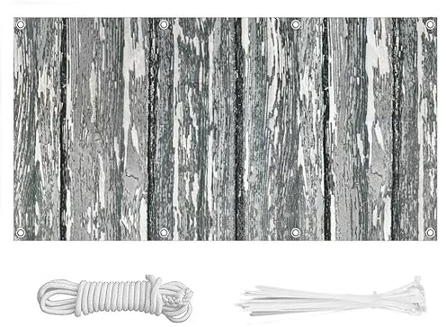 Balkon Sichtschutz, Balkonabdeckung 220 g/m² Innen Balkonverkleidung UV-Schutz (210Größen&21Farben) Ohne Bohren mit Ösen Kabelbinder und Kordel für Balkongeländer Terrasse,Gewaschenes Muster 50X100CM
