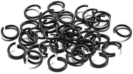 300 Stück Biegeringe,Offenem Bindering,Aluminiumring mit Öffnung,Spaltringe Verbindungsringe,für die Herstellung von hängenden Ornamenten,DIY Kunsthandwerk,Halsketten,Armbändern,Schwarz,0.8*6mm