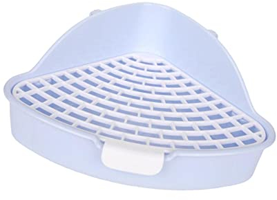 Milageto Boîte à litière pour Lapin, entraîneur de Pot en Forme d'éventail, boîte de Toilette d'angle de Lapin, poêle pour Animaux de Compagnie, Toilette pour, Bleu