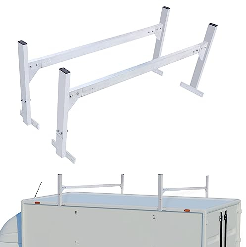 VEVOR Roof Ladder Rack, 2 Bars Aluminum Alloy, 181 kg Capacity Rain-Gutter Rack, Adjustable Length 1300-2060 mm, for Van, Cargo, Trailer