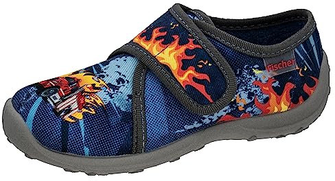 Fischer Kinder Hausschuh Jungen Feuerwehr Flammen Print 632336, Größe:33 EU, Farbe:Blau