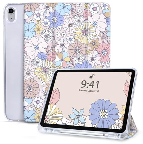 Vozehui Hülle für iPad Air 11 Zoll M2 2024 iPad Air 6/iPad Air 5 Generation 2022/iPad Air 4 Generation 2020 10.9 Zoll, Dreifach Faltständer Schutzhülle mit Automatisches Ruhen/Wecken Hülle