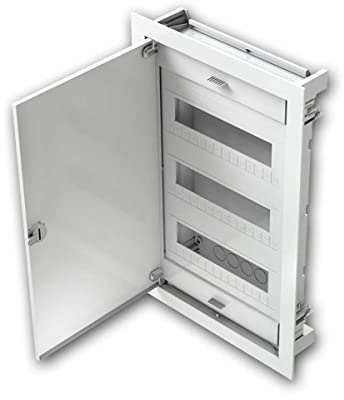 Verteilerkasten 3-reihig, 36+6 Modulplätze, für Einbau in Hohlwänden, 400V/63A, inkl. Schiene für PE und N Leiter, IP40, IK07