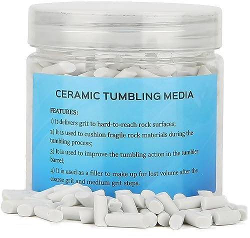1/2 LBS 5/16 Dia. X 1/2” Long Large Cylinder Size Rock Tumbling Ceramic Filler Media Non-Abrasive Ceramic Pellets for All Type Tumblers
