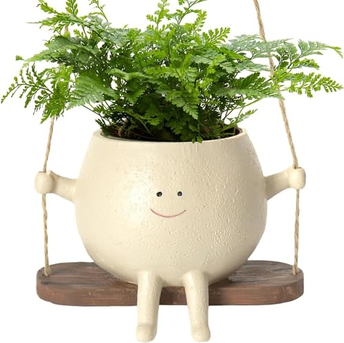 Swing Face Planter Pot Hanging Head Planter for Indoor Outdoor Plant Flower Pot Wall Hanging Head Planter Flower Pot with Unique Face Design
