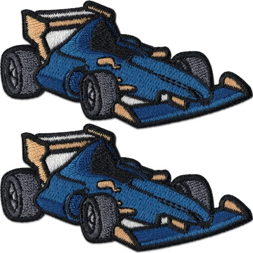 Formula One Race Car Patches (2-Pack) F1 Racing Iron On Patches, Iron, Sew, or Glue onto Clothing, Pants, Jackets, Shirts, Backpacks, Etc. (F1 Car)