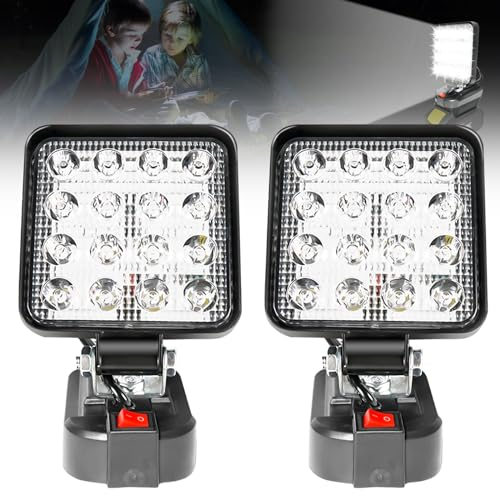 Molbory 2 Stück 27W LED Arbeitsleuchte Akku Tragbares Baustellen Lampe Multifunktionales Led Strahler Taschenlampe für Makita 18V