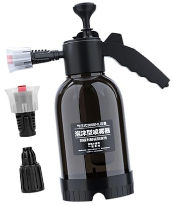 LOVIVER Pulvérisateur de mousse à pression manuelle pour voiture, 2000ml, 4.9x13 pouces, multifonctionnel, portatif, avec 2 buses, pour plantes d'intérieur et, noir