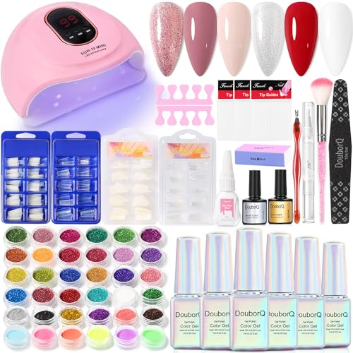 Gel Nagellack Kit mit UV Lampe 6 Farben Soak Off Gel Nail Starterset/Base Top Coat/Nail Gel/Manicure Tools/Nägel Nagelstudio Set