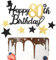 Glitter Happy Birthday Cake Topper Black Gold Gliter Happy 80th Birthday Cake Topper for Mens 80th Birthday Cake Decorations 7PCS by RichMoho