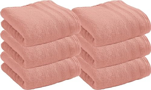 UNIVERSDECOR Lot de 6 Serviettes de Toilette éponge Spa 50 x 100 cm / 400 GR/m² (Blush)