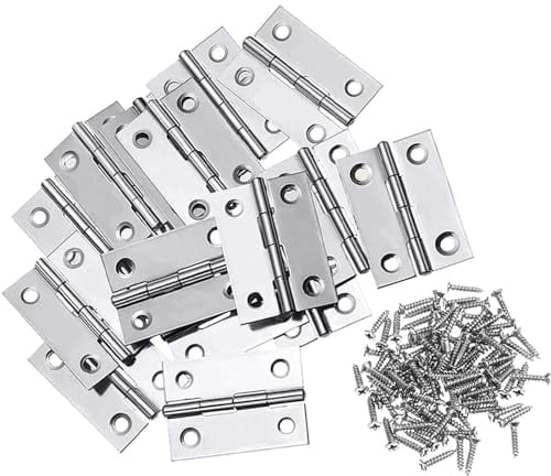 12 Stück Scharniere Klappbar, 27mm × 24mm Edelstahl Scharnier Klavierband Scharnieren Klein Scharnierband für Türen Fenster Schränke mit 48 Stück Schrauben