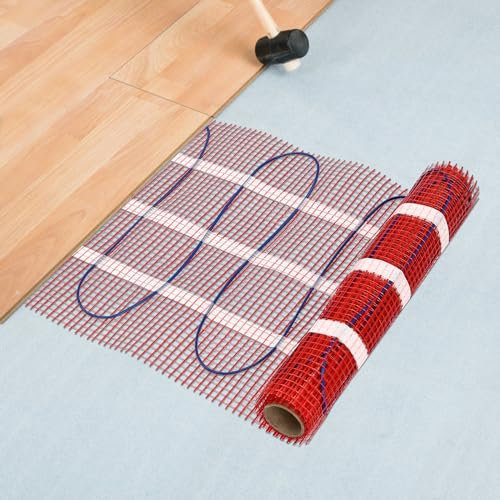 Chauffage au sol électrique pour carrelage, stratifié et plus encore, 150 W/m², kit complet, tapis chauffant électrique, avec thermostat numérique, moniteur, dos adhésif (6,0 x 0,5 m, 3 m²)