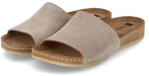 Kaerlek Damen Pantoletten Beige Rauleder, Größe:37, Farbauswahl:beige