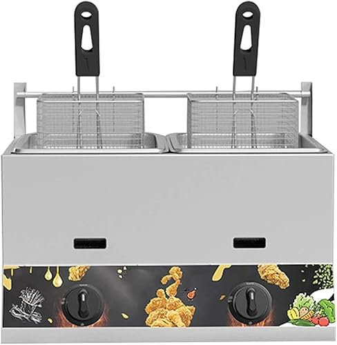 Depósito De Freidora De Gas De Doble Cilindro De Acero Inoxidable De,Freidoras Con Cestas Grande, Freidora Con Tapa, Freidoras Propano Cocina Exterior, Freidora A Gas Deencimera De B