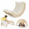 nmoiww Struttura da Arrampicata per Bambini 2 in 1, Scala da Arrampicata in Legno per Bambini con Cuscino Accogliente, Palestra da Gioco Montessori per Interni (Colore Naturale)