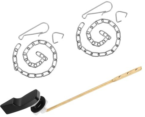 Sourcing Map Toilet Handle Replacement Kit, Universal Front/Side Mount Toilet Handle Lever, Stainless Steel Flapper Chains, Black, 74.5x33mm/2.9x1.3inches(L*W), 205mm/8.1inches Length
