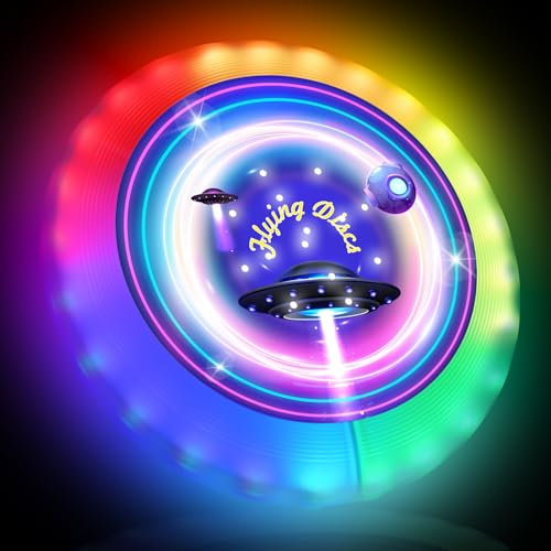 Adicop Fliegender Ring, LED Disc–39 RGB LEDs, 7 Modi, Wasserdicht, Frisbee mit 500 mAh Wiederaufladbarem Akku, ideal für Outdoor, Rasen, Campingspiele, Geburtstags