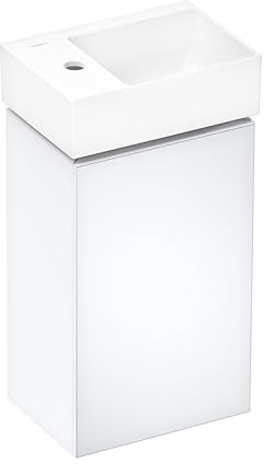 hansgrohe Xelovos E Handwaschbecken, 1 Hahnloch rechts o. links, ohne Überlauf, 360x250mm, SmartClean, mit Ablaufgarnitur, 61087450, Ausführung: Hahnloch links