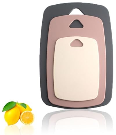 3 Pcs Chopping Board - Kitchen Cutting Boards, Cutting Tray, Different Sizes, Dishwasher Safe, Multicolour,Non-Slip BPA Free Plastic Chopping Board for Vegetables and Fruits, Meat(Pink,S+M+L)
