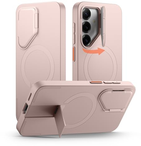 SURITCH Magnetisch Hülle Kompatibel mit Samsung Galaxy S25 5G Handyhülle mit Metall Ständer & Kameraschutz Stoßfest Schutzhülle Kratzfest Case für Galaxy S25 (Rosa)