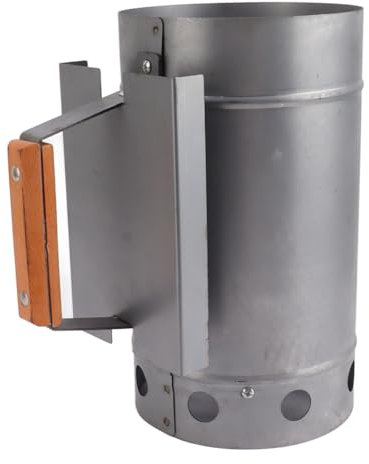 TOPINCN Démarreur de Cheminée à Charbon de Bois, Démarreur de Cheminée à Barbecue Compact avec Poignée en Bois, Démarreur de Cheminée Barbecue