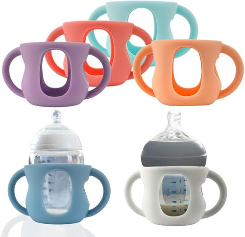 Lot de 6 étuis en silicone pour P1hilips avec poignées, anti-chute, sans BPA, compatibles avec les biberons en verre naturel P1hilips