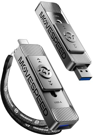 MOVE SPEED Unidades de estado sólido de 2 TB con puertos duales y diseño push-pull de velocidad de lectura de 550 MB/s, tipo C + unidad USB 3.2 SSD portátil para iPhone 15/16/Android/Mac