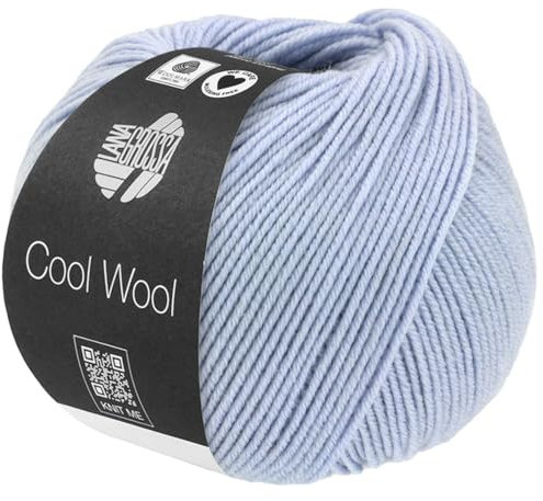 LANA GROSSA Cool Wool Uni | Extrafeine Merinowolle waschmaschinenfest und filzfrei | Handstrickgarn aus 100% Schurwolle (Merino extrafein) | 50g Wolle zum Stricken & Häkeln | 160m Garn FB 2119