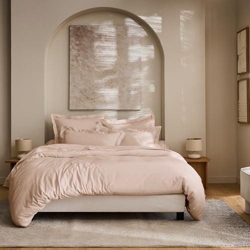 Housse de Couette Prestige 100% Satin de Coton Peigné 120 Fils/cm² Coton Pur (Rose Blush, Housse de Couette 240 x 220 cm)