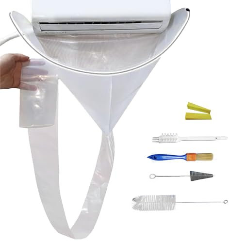 Kit de Limpieza para Aire Acondicionado | Cubierta Impermeable Doble Capa con Cepillos Especiales | Montaje Rápido en 3 Pasos, 125x58cm | Herramientas de Mantenimiento Hogareño para Conductos Split