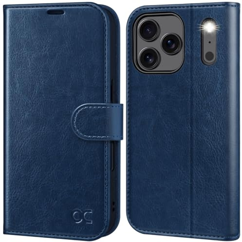 OCASE Hülle für iPhone 18 Pro Max / 17 Pro Max 5G, Handyhülle Blau | Premium PU Leder Kartenfach Magnet Standfunktion RFID Blocker Stoßfest Lederhülle