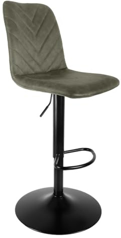 Meubletmoi Barhocker, gepolstert, aus Mikrofaser, grün, mit Fuß aus schwarzem Metall, höhenverstellbar, Coby 2