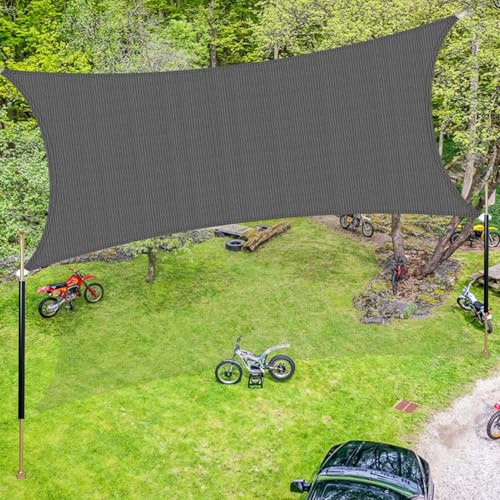 Premium Sonnensegel, 2 x 5 m, strapazierfähig, für Pergola, Rasen und Garten, 98 % UV-Schutz, wasserdurchlässiger Stoff, ideal für Terrassen und Decks, Grau, 2 x 5 m